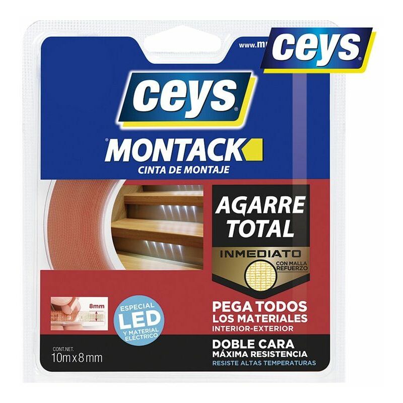 foto del prodotto ceys nastro adesivo montack led speciali 10 m x 8 mm 507218
