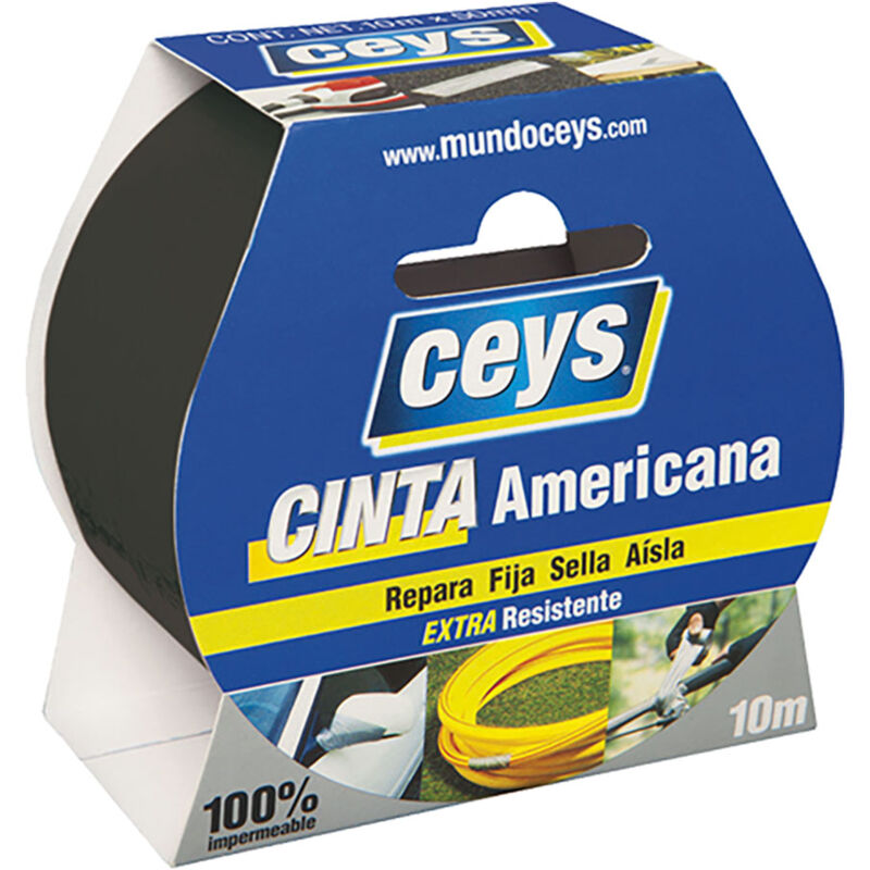 foto del prodotto ceys nastro adesivo nero in rotolo 10m x 50mm. 507605