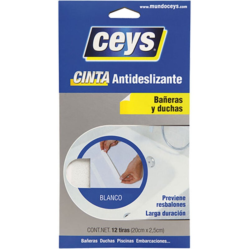 foto del prodotto ceys strisce antiscivolo per vasche da bagno white 507614