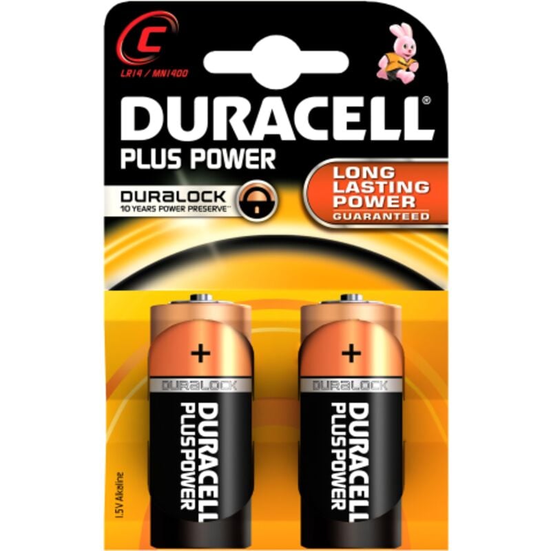 foto del prodotto cf 2 pz duracell batteria pila pile alcalina plus mezza torcia mn1400 lr14 1,5w