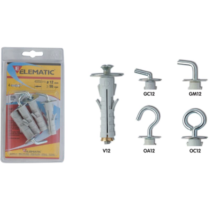 foto del prodotto cf 4 pz elematic tasselli con vite enp oc 12 mm tassello fissaggi muro