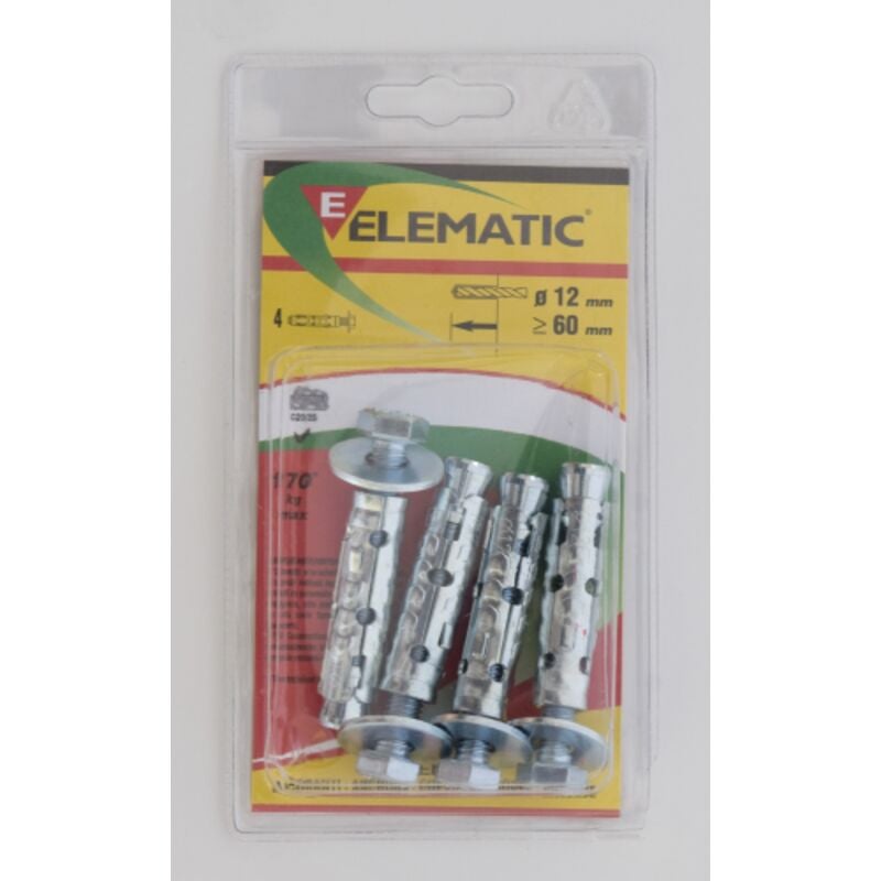 foto del prodotto cf 4 pz elematic tasselli con vite le b8 8 mm tassello per fissaggi pesanti