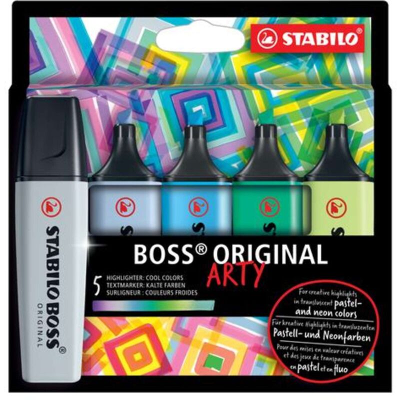 foto del prodotto cf. 5 evidenziatori boss arty colori freddi x1