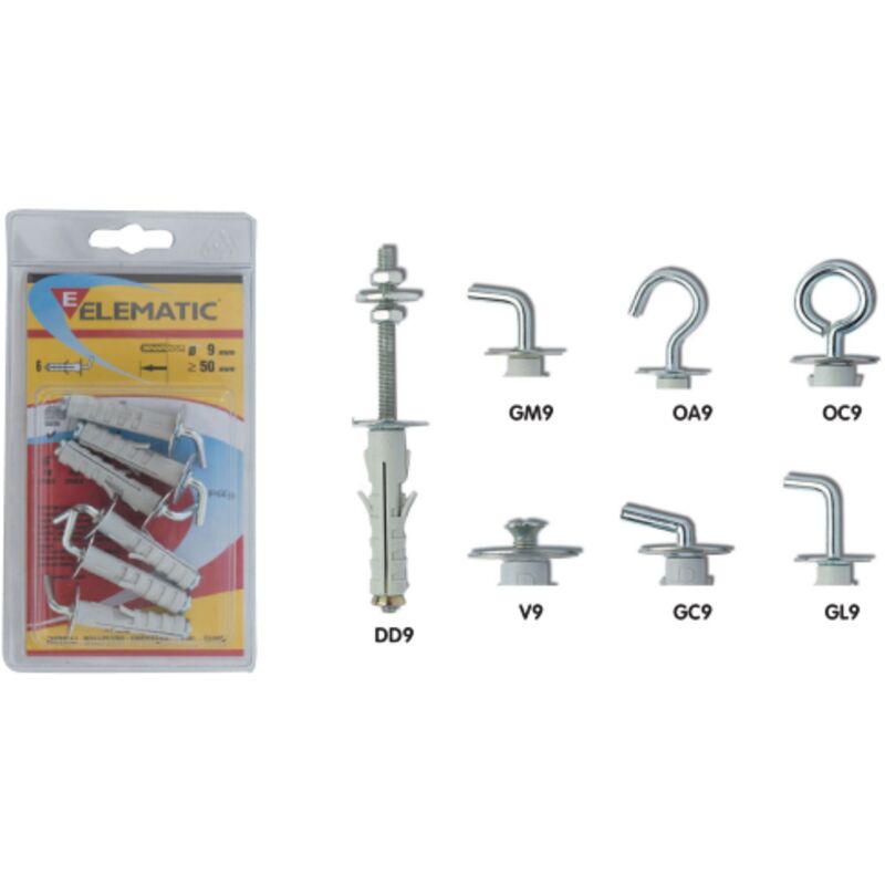 foto del prodotto cf 6 pz elematic tasselli enp gm 9x50 mm fissaggio tassello universale nylon