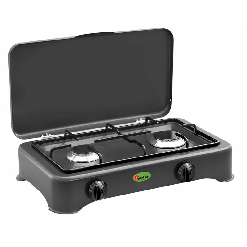 foto del prodotto cf parker fornello a gas metano gpl a 2 fuochi grigio grafite cfparker mod. 5326gsp gpl