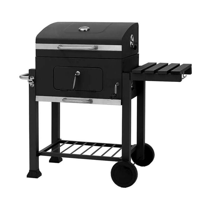 foto del prodotto cfadda barbecue a carbone nero con carrello e termometro 117x61x108 cm