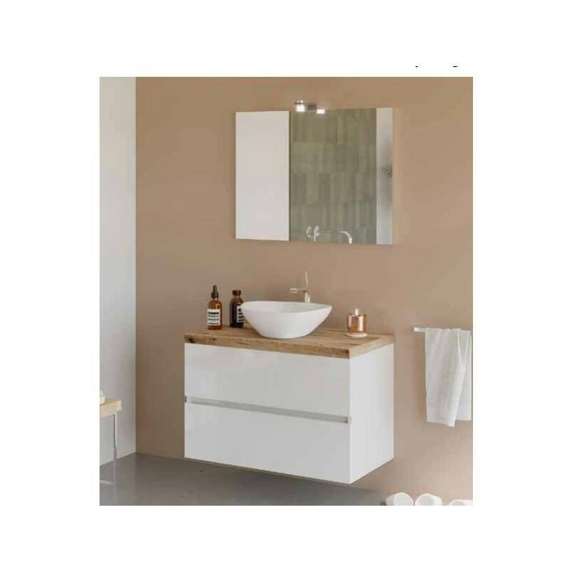 foto del prodotto cfadda composizione bagno city bianco lucido e rovere fossile 80 cm