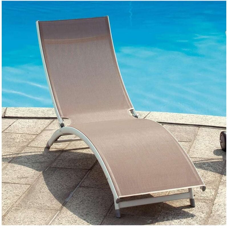 foto del prodotto cfadda lettino da spiaggia onda alluminio grigio 49,5x186x30 cm