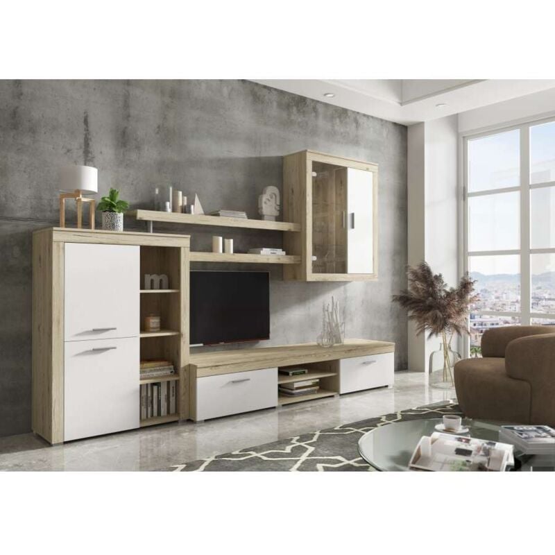 foto del prodotto cfadda parete soggiorno camberra rovere e bianco design moderno 290x50x200h