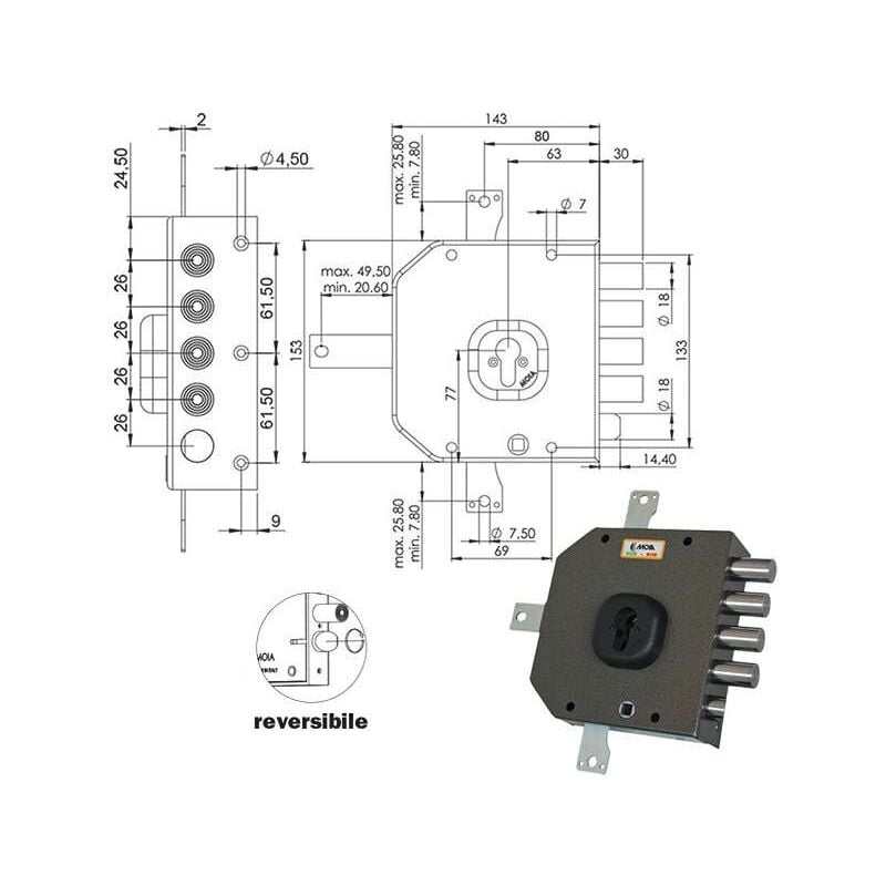 foto del prodotto cfadda serratura sicura quintupl.dx cilindro a456 moia