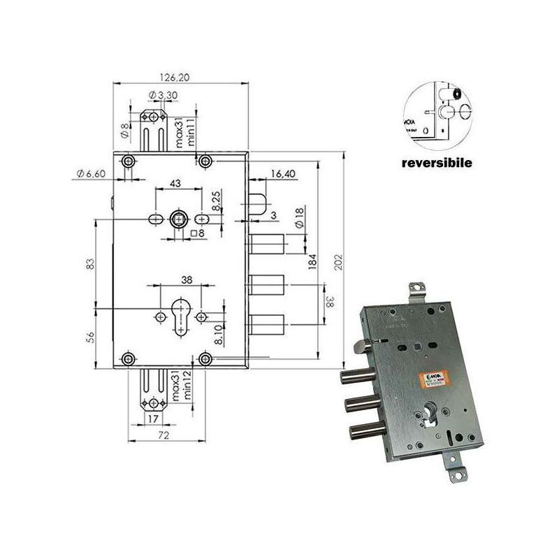 foto del prodotto cfadda serratura sicura triplice cilindro e63 rci664 380 moia