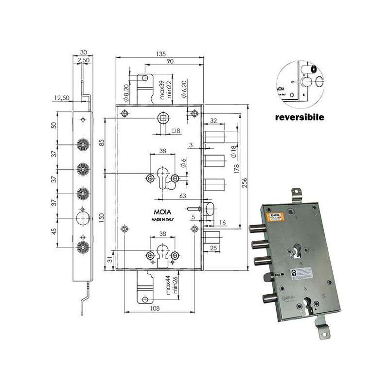 foto del prodotto cfadda serratura sicura triplice cilindro e63 rmto6654 370 moia