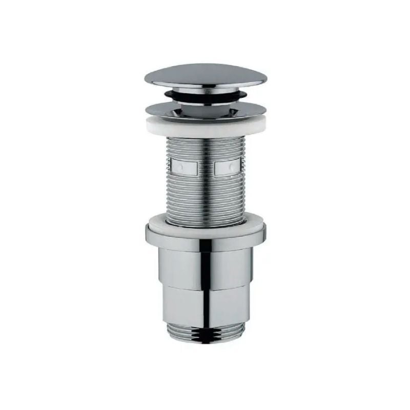 foto del prodotto cgs piletta di scarico click clack universale in abs cromato per lavabo o bidet con tappo tondo cromato e senza troppo pieno 11 4 ambra water