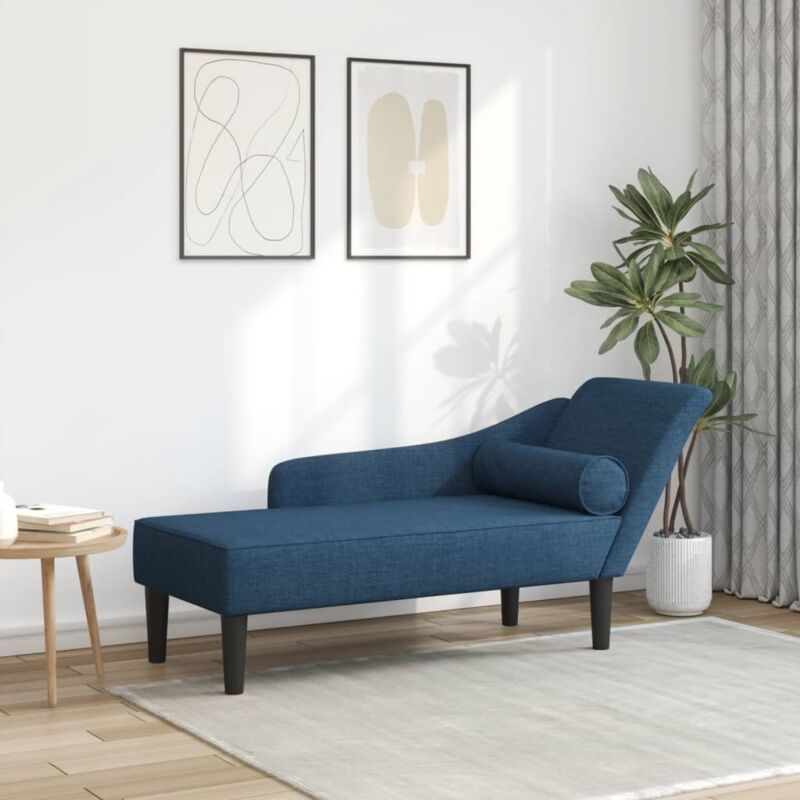 foto del prodotto chaise longue con cuscini blu in tessuto vidaxl