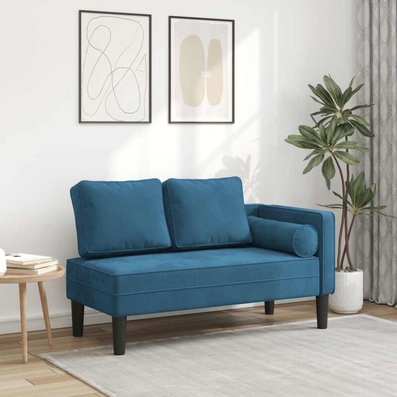 foto del prodotto chaise longue con cuscini blu in velluto vidaxl