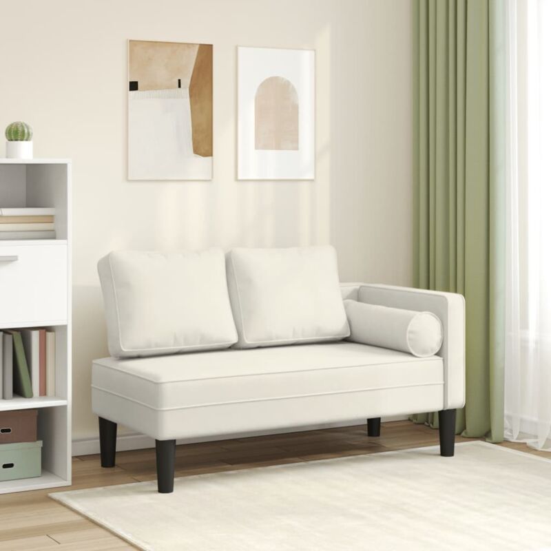 foto del prodotto chaise longue con cuscini crema in velluto vidaxl