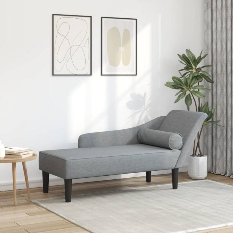 foto del prodotto chaise longue con cuscini grigio chiaro in tessuto vidaxl
