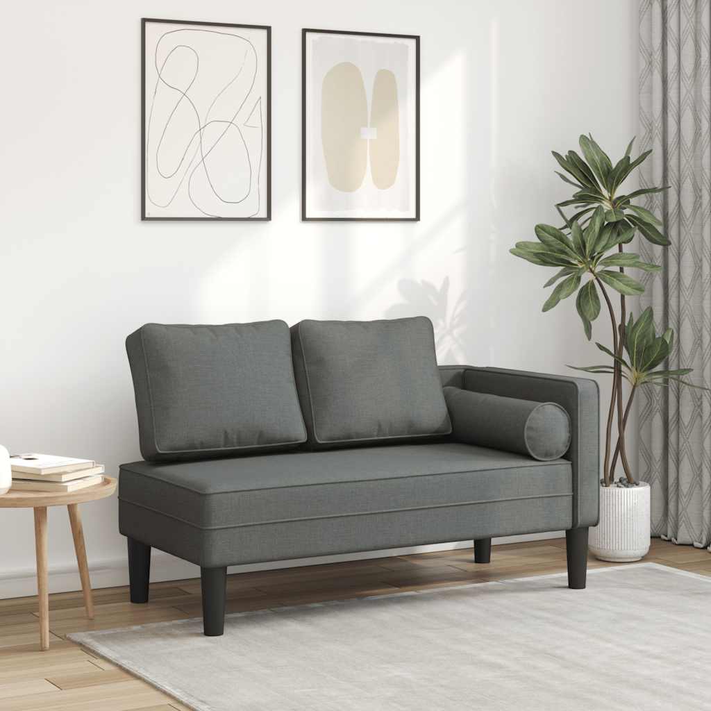 foto del prodotto chaise longue con cuscini grigio scuro in tessuto