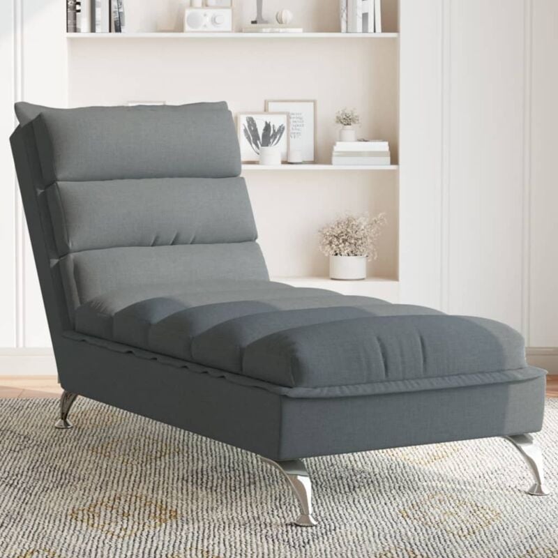 foto del prodotto chaise longue con cuscini grigio scuro in tessuto vidaxl