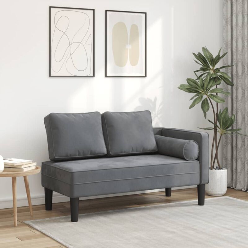 foto del prodotto chaise longue con cuscini grigio scuro in velluto vidaxl