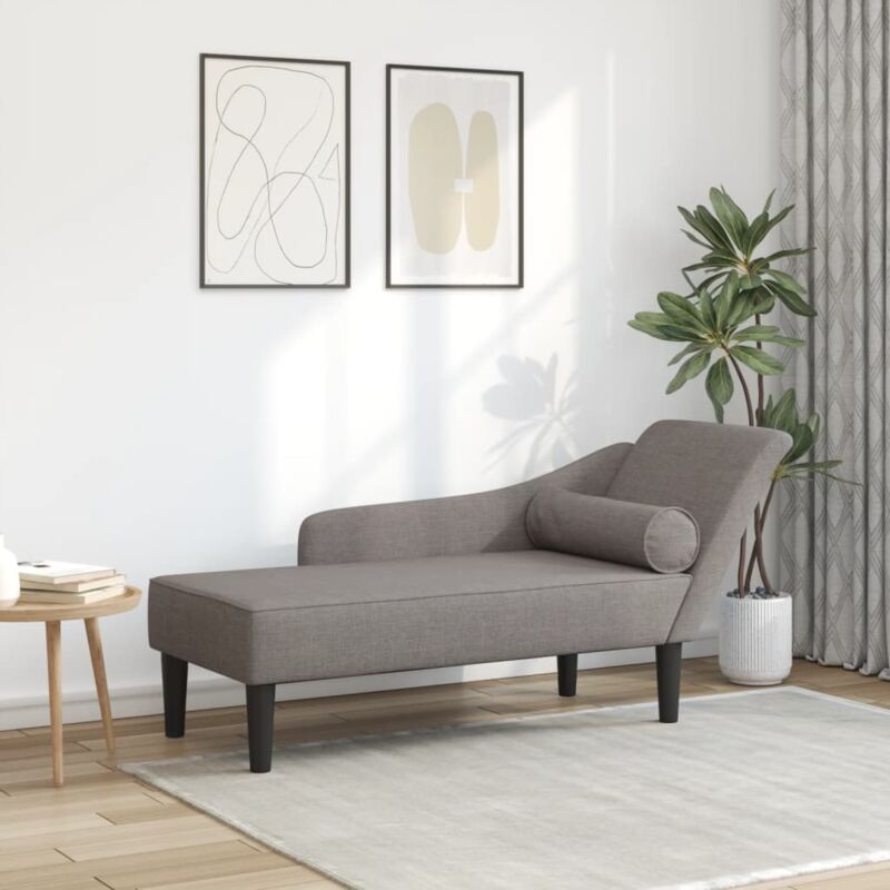 foto del prodotto chaise longue con cuscini tortora in tessuto vidaxl