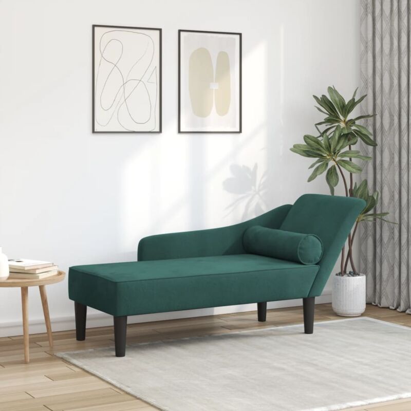 foto del prodotto chaise longue con cuscini verde scuro in velluto vidaxl