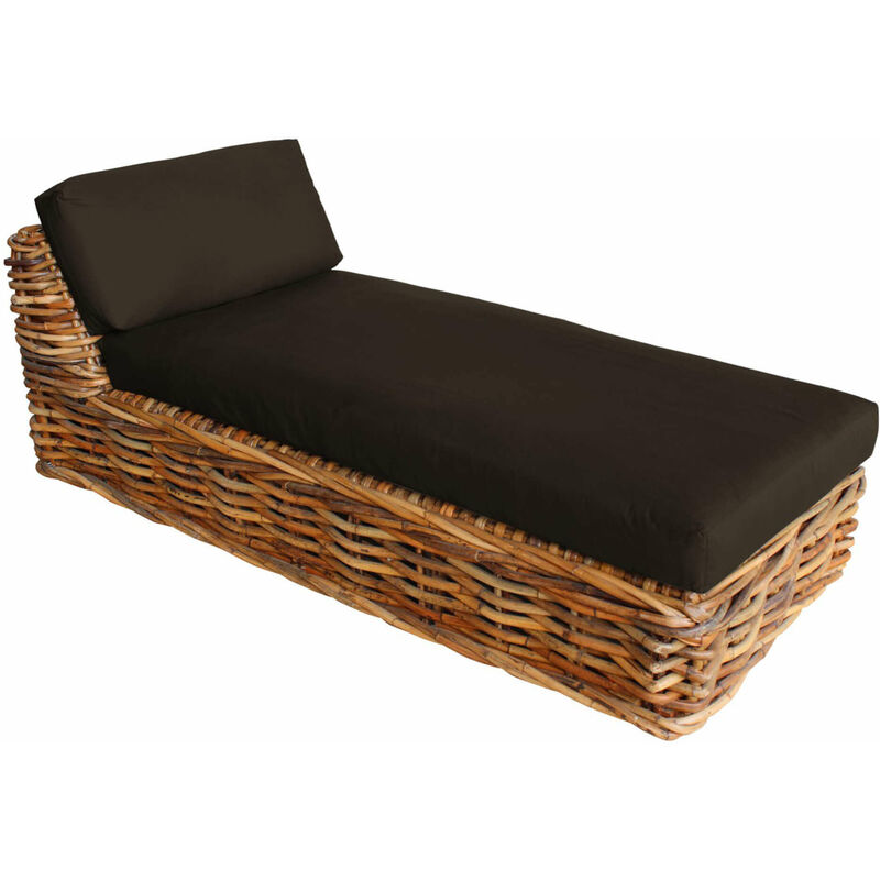 foto del prodotto chaise longue da giardino componibile completo di cuscino intreccio in rattan naturale