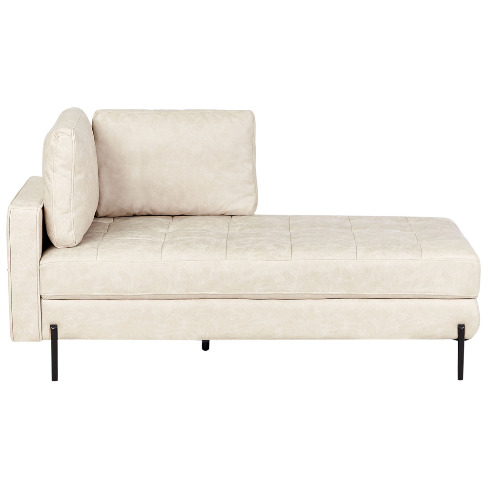 foto del prodotto chaise longue in ecopelle con inserti beige chiaro lato sinistro stile moderno tradizionale