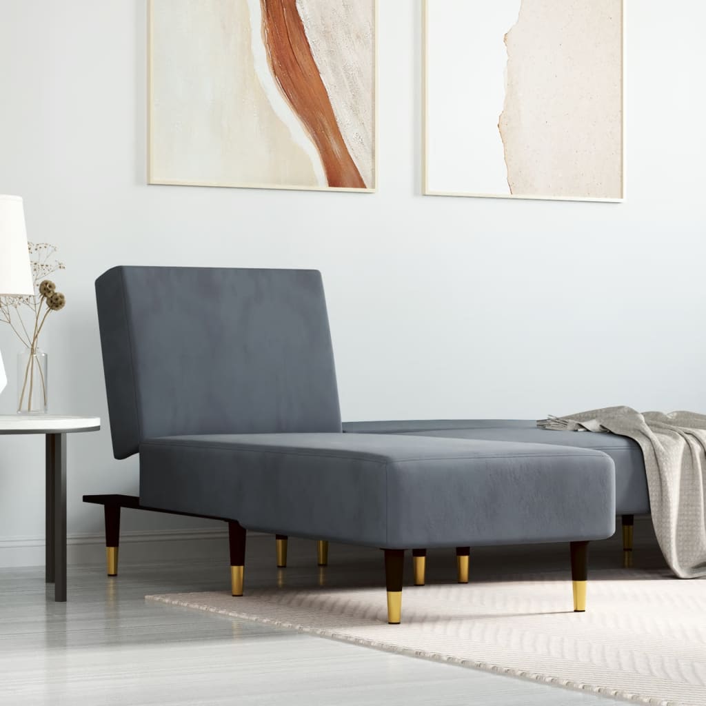foto del prodotto chaise longue in velluto grigio scurocod mxl 118589
