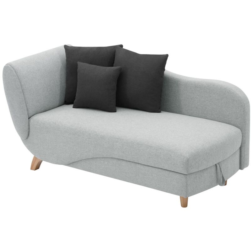 foto del prodotto chaise longue letto con contenitore in tessuto grigio angolo a destra penelope