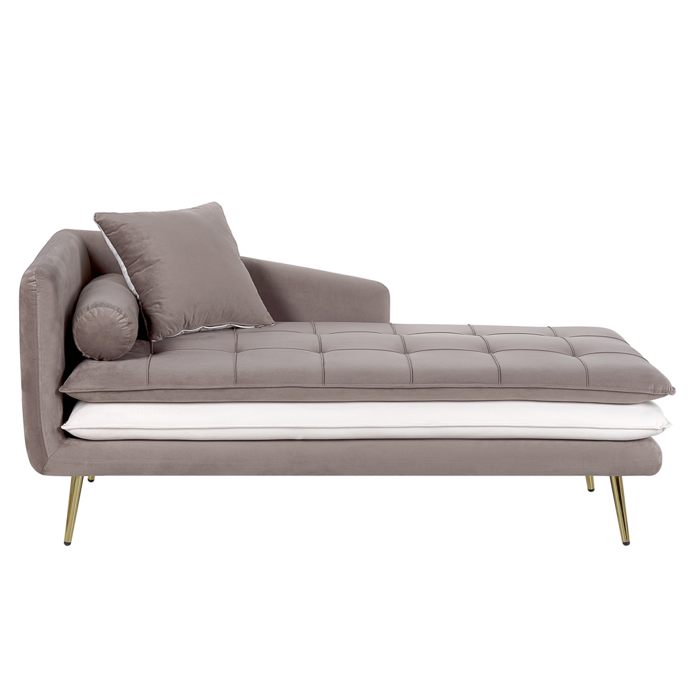 foto del prodotto chaise longue marrone e bianco versione sinistra trapuntata bottoni spessamente imbottiti mobili soggiorno versione sinistra