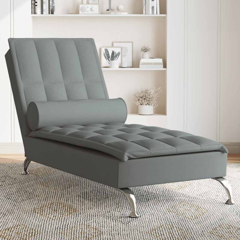 foto del prodotto chaise longue massaggi con capezzale grigio scuro in tessuto vidaxl