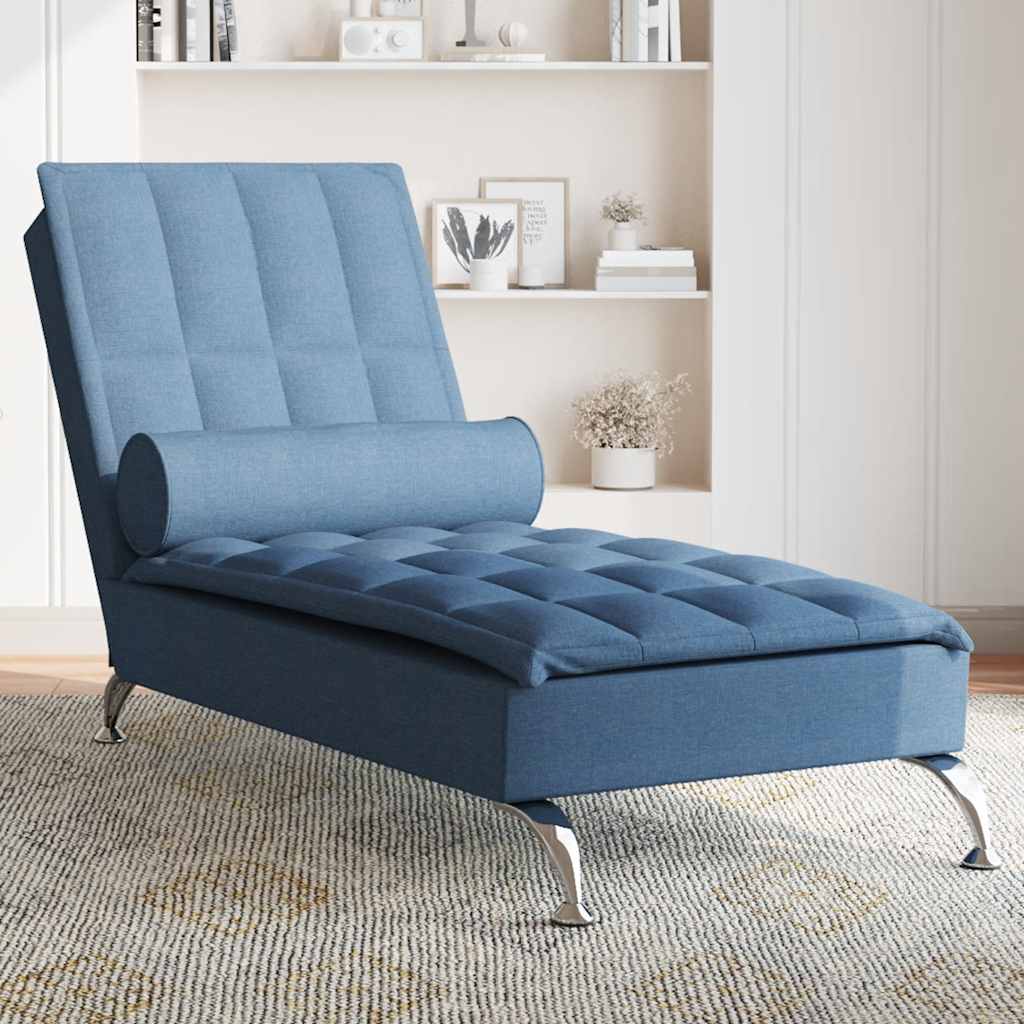 foto del prodotto chaise longue massaggi cuscino a rullo blu in tessuto