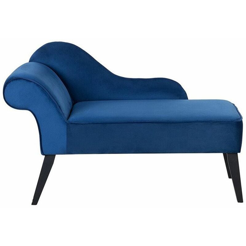 foto del prodotto chaise longue velluto blu cobalto fantasia a foglie versione sinistra biarritz