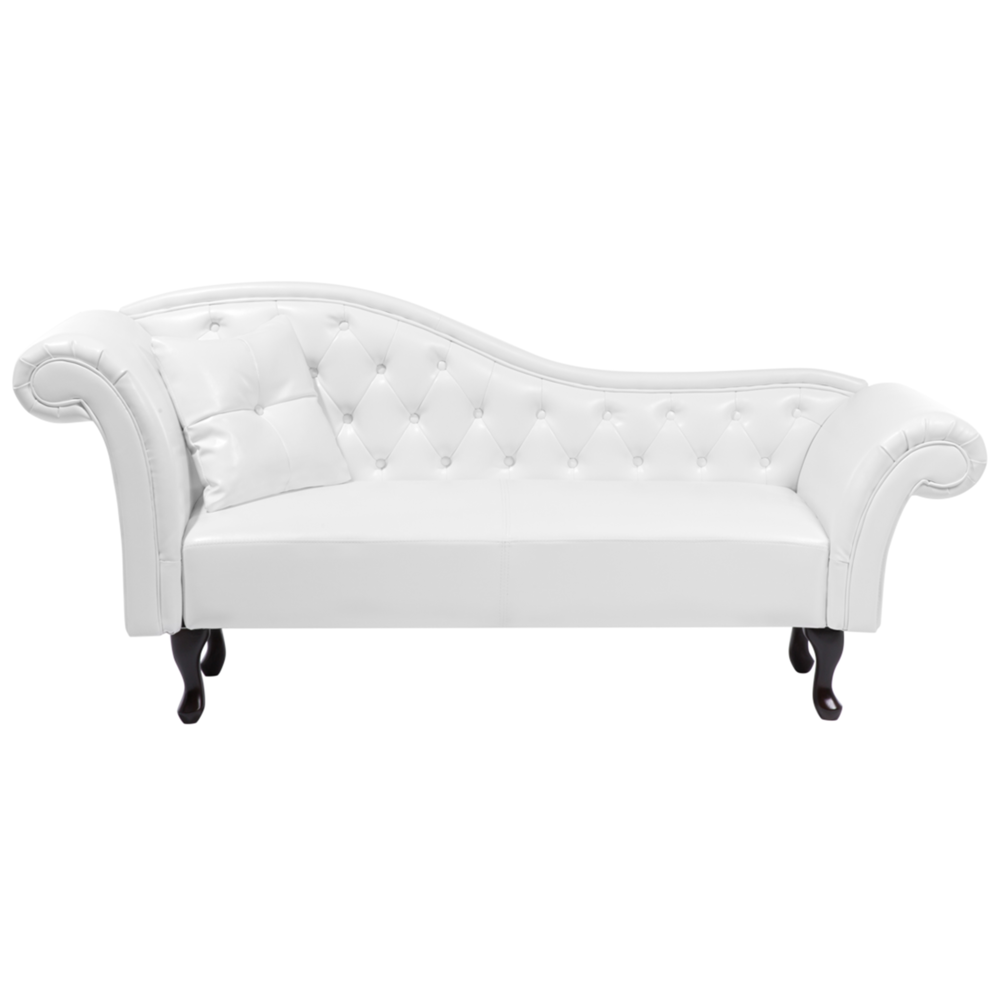 foto del prodotto chaise longue versione sinistra ecopelle bianca stile chesterfield vintage