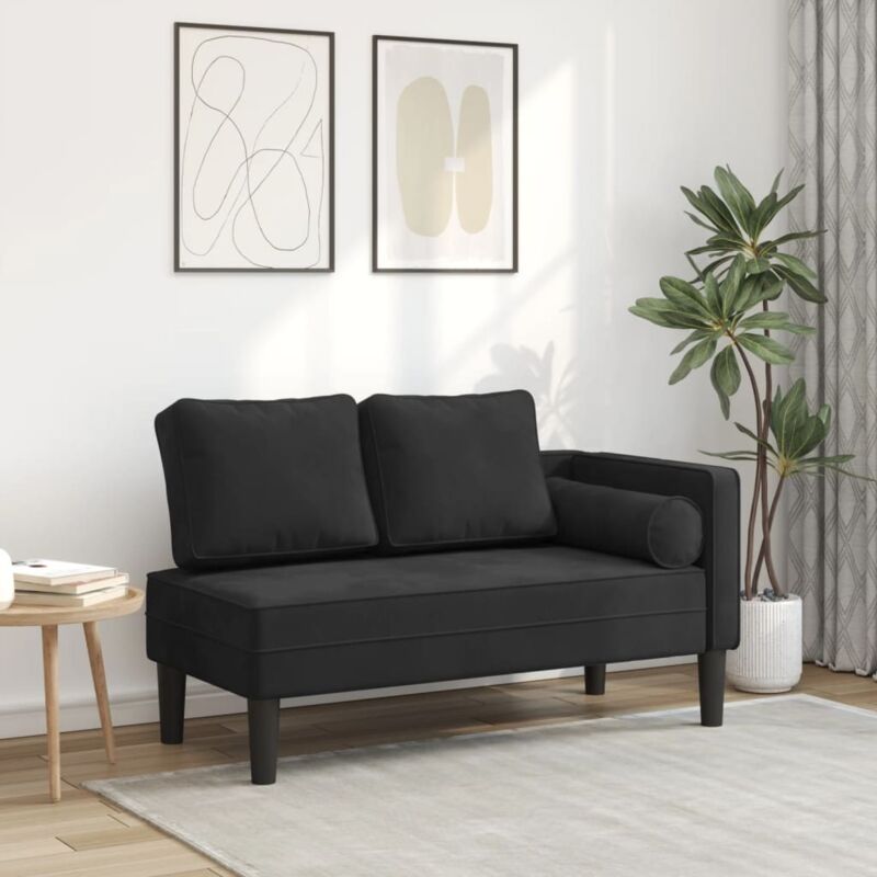 foto del prodotto chaise lounge con cuscini nero in velluto vidaxl