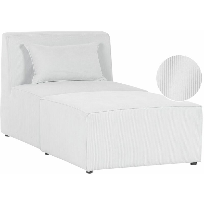 foto del prodotto chaise lounge imbottita in velluto a coste bianco sporco a due pezzi lemvig