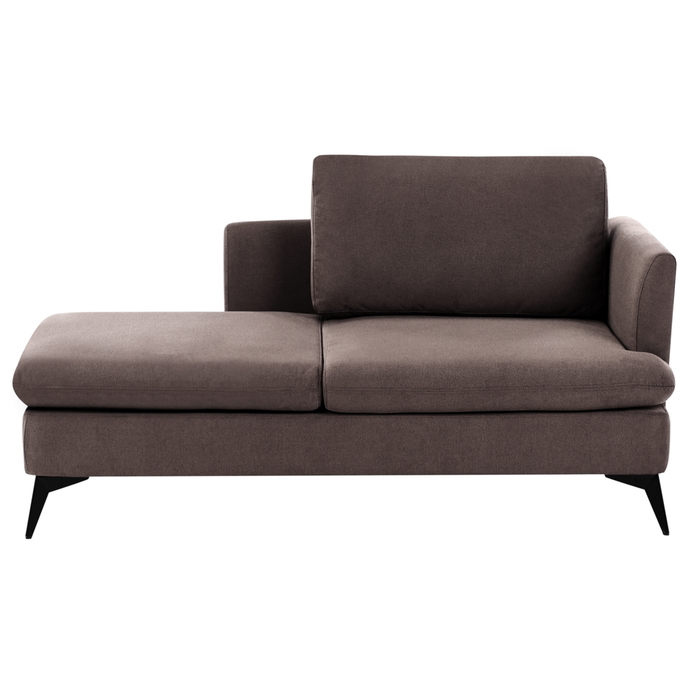 foto del prodotto chaise lounge marrone rivestimento in tessuto poliestere lato destro con cuscino decorativo gambe in metallo soggiorno di design moderno