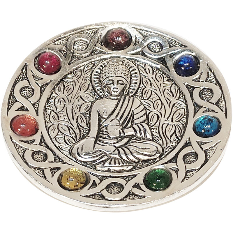 foto del prodotto chakra buddha accessori piatti naturali piatto argento rotondo 1x11x11cm signes grimalt