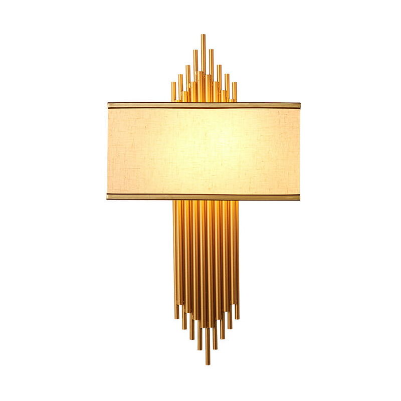 foto del prodotto chalette lampada da parete 65 cm, 2xe14, verniciato oro chiaro paralume bianco