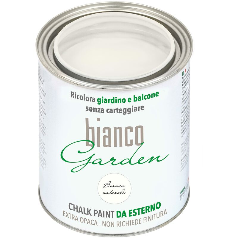 foto del prodotto chalk paint da esterno biancogarden bianco naturale ricolora giardino e balcone senza carteggiare e senza finitura 1 litro 