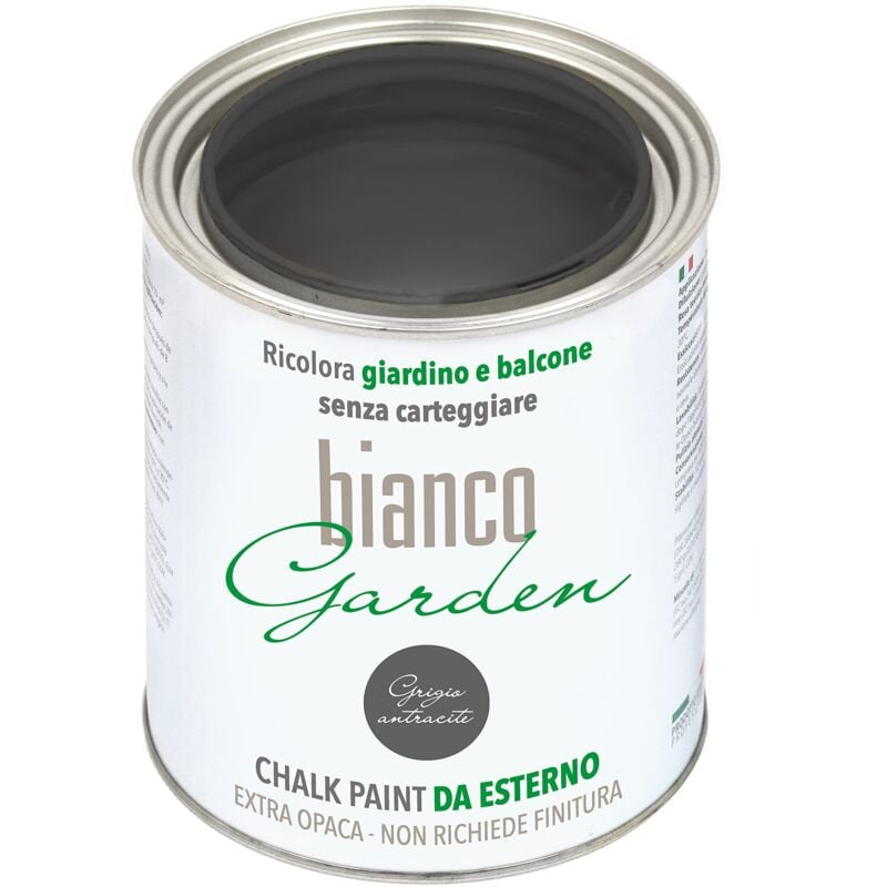 foto del prodotto chalk paint da esterno biancogarden grigio antracite ricolora giardino e balcone senza carteggiare e senza finitura 1 litro 