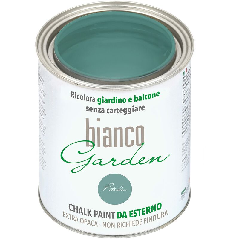 foto del prodotto chalk paint da esterno biancogarden petrolio ricolora giardino e balcone senza carteggiare e senza finitura 1 litro 