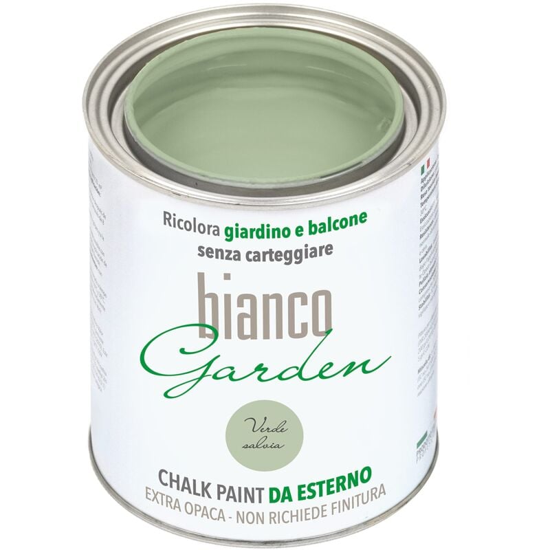 foto del prodotto chalk paint da esterno biancogarden verde salvia ricolora giardino e balcone senza carteggiare e senza finitura 1 litro 