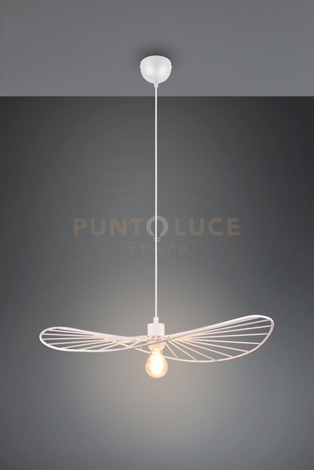 foto del prodotto chapeau sospensione metallo bianco d.60cm 1 luce attaco e27