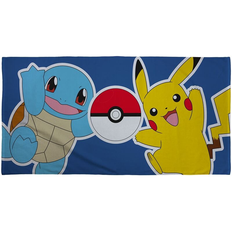 foto del prodotto character world asciugamano ufficiale pok mon per bambini super morbido al tatto, design terra pikachu squirtle perfetto per casa, bagno, spiaggia
