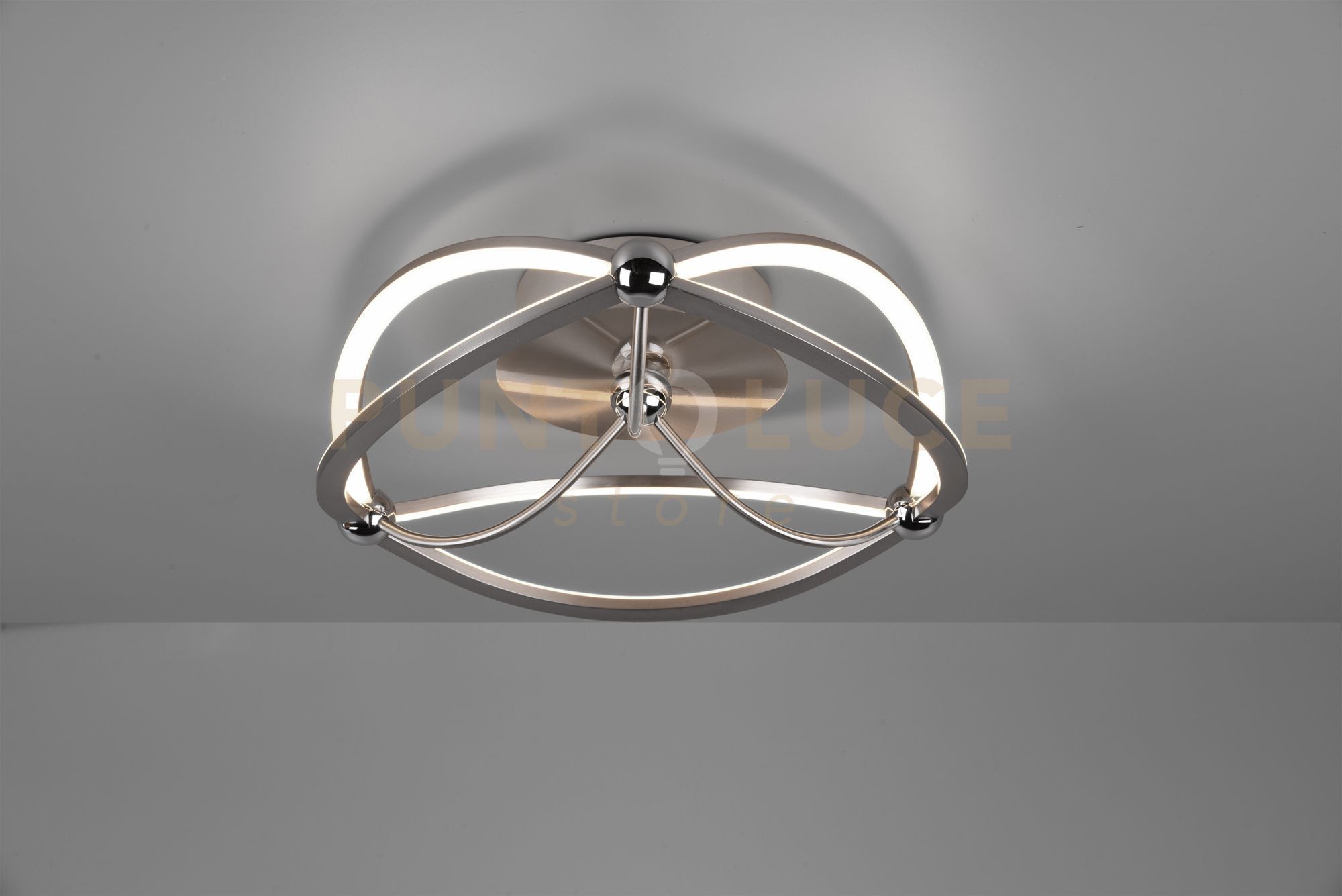 foto del prodotto charivari plafoniera led 20w 1x 2500lm, 3000k acciaio satinato ellissi dimmerabile con interruttore d. 41cm