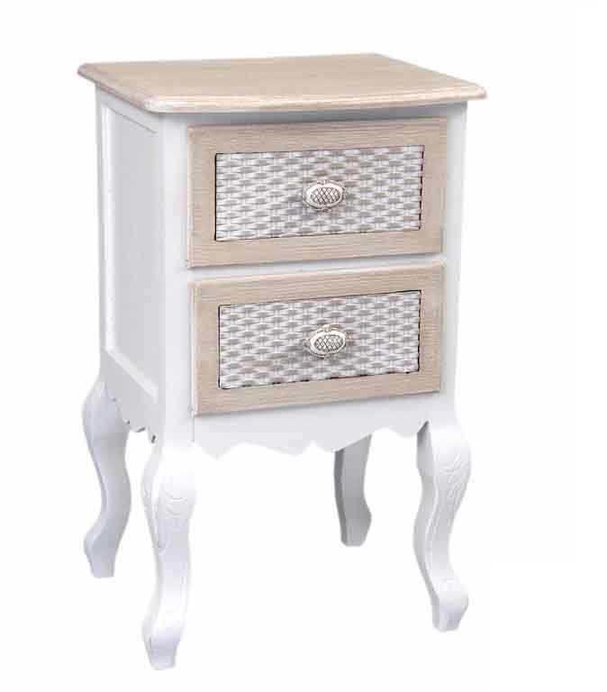 foto del prodotto charm comodino a 2 cassetti 40 x 32 x 67 cm colore bianco e crema