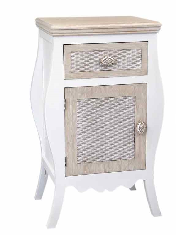 foto del prodotto charm comodino con cassetto e anta 48 x 34 x 77 cm colore bianco e crema