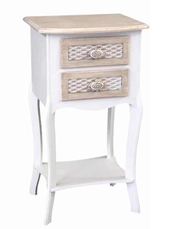 foto del prodotto charm comodino con ripiano e 2 cassetti 38 x 32 x 71 cm bicolor